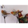 Image 6 : (8) Garden Decor Ornaments & Wind Chimes : Rooster, Peacock, Birds