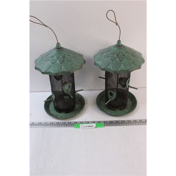 (2) Metal Bird Feeders - 13" Tall