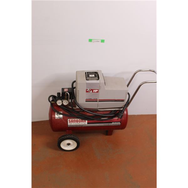 * Sanborn 3/4hp Wheeled Air Compressor - Gallon Tank - Powers On, as is