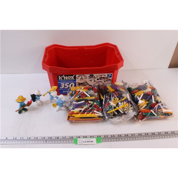 K'Nex Building Kits in Box & (4) Smurf Figurines
