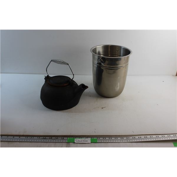 Champagne Bucket and Cast Iron Tea Pot