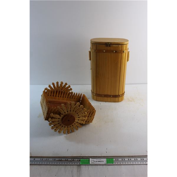 Wine Storage Wooden Box and Clothespin Wagon Decoration