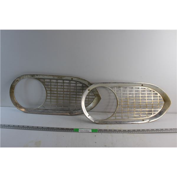 (2) Vintage 1961-67 Ford Econoline Van Headlight Grill Inserts