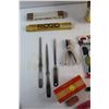 Image 6 : Letter Openers, Measuring Sticks, Leather Hole Punch, Hanging Folders, Pins and Assorted Items