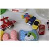 Image 3 : Die Cast Vehicles - Hot Wheel - Maisto - Majorette - Stuffed Toys - Fisher Price Stacking Toy - Die 