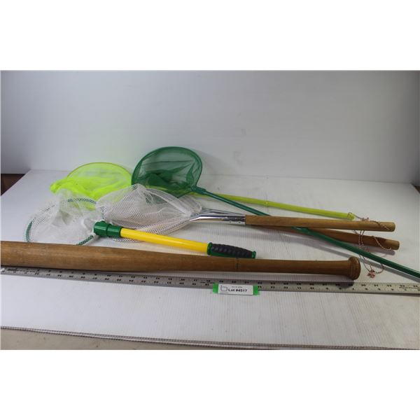 (5) Nets w/Handles - Wooden Baseball Bat