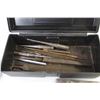 Image 2 : Sm Tool Box w/ Files & Cold Chisels - (2) Tin Snips - Gear Puller - 100' Measuring Tape - Misc. Item