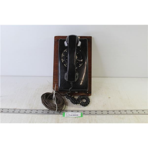 Northern Telecom Rotary Dial Telephone Mounted on Plywood