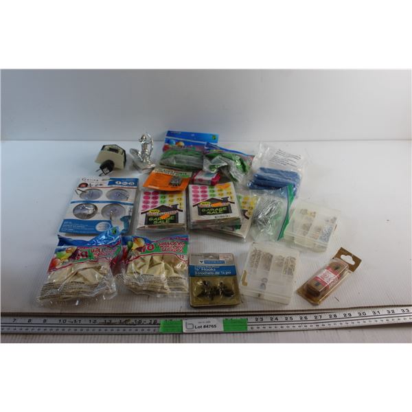 Balloons, Hooks, Candles and Assorted Items