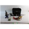 Image 1 : Microscope, Circuit Tester, Battery Chargers, Bag and Assorted Electronics