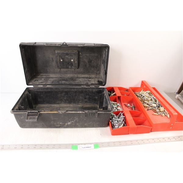 Tool Box with Assorted Concrete Anchors and Assorted Hardware