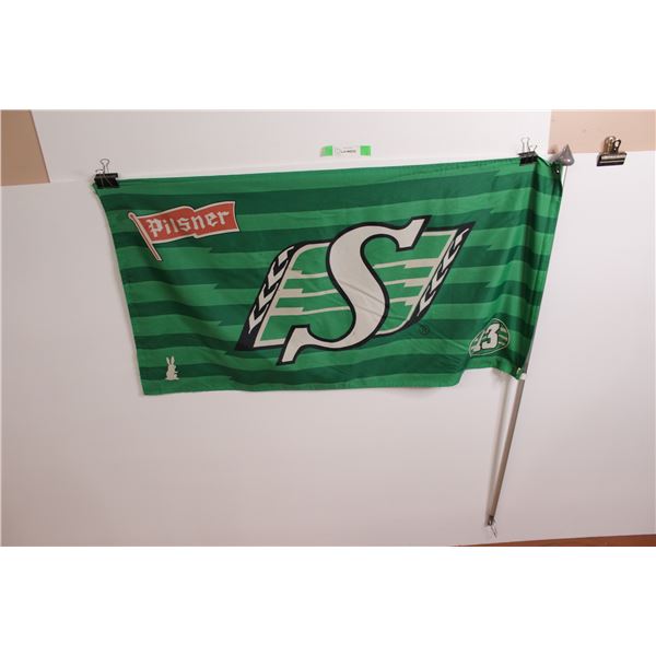 Flag Pole With Pilsner Roughrider Flag