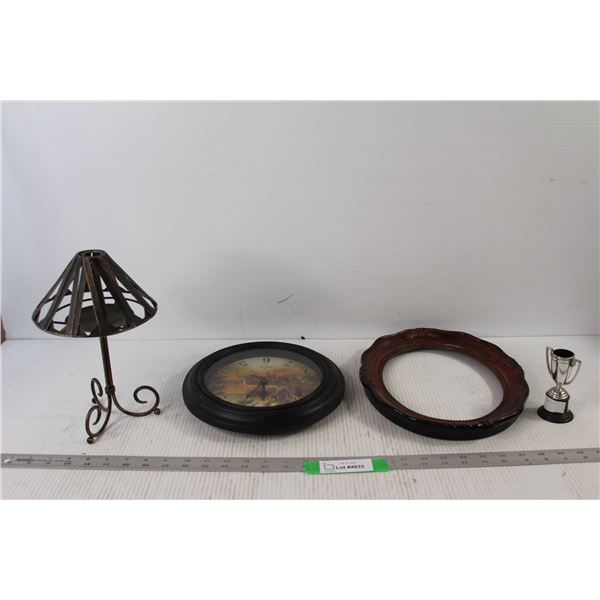 Oval Picture Frame, Clock - As Is, Mini Trophy, Lamp Stand For Candle