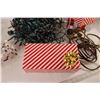 Image 5 : (4) Gift Boxes, Extension Cord, Christmas Lights - tested Powers On, Tree Rug