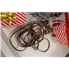 Image 6 : (4) Gift Boxes, Extension Cord, Christmas Lights - tested Powers On, Tree Rug