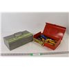 Image 1 : (2) Tool Boxes With Utility Knives - Grey Box Locked no Key