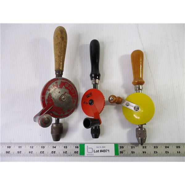 (3) Vintage Hand Crank Drills