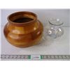 Image 1 : Saskatchewan Made Wooden Rose Bowl and Glass Shade