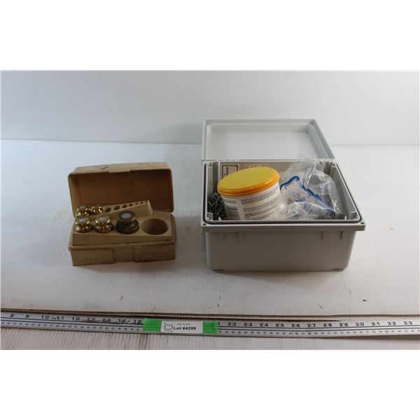 Scale Weights Set, Plastic Box and Assorted Hardware