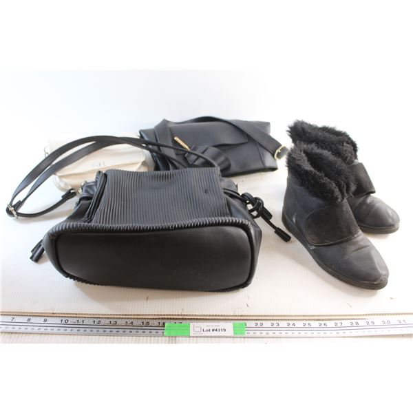 Ladies Winter Boots - Size 11'' and (3) Purses