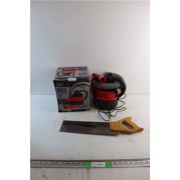 Mastercraft Mitre Saw and Wet & Dry Auto Vacuum with LED Lights - As Is