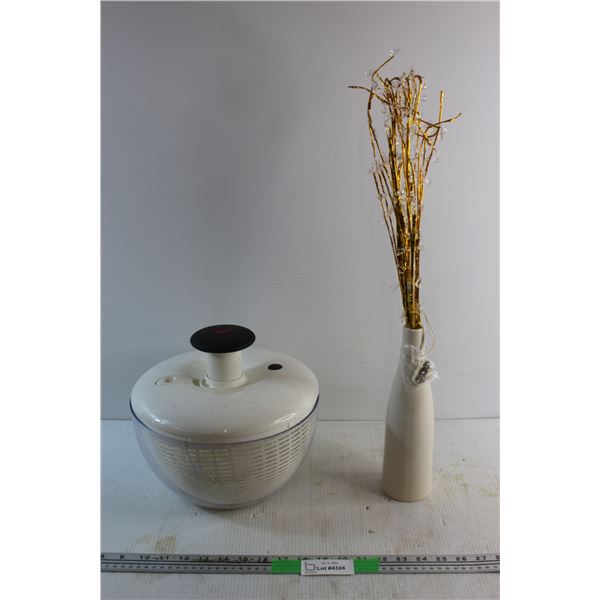 Salad Spinner and Ornamental Light Up Home Decor Vase - As Is