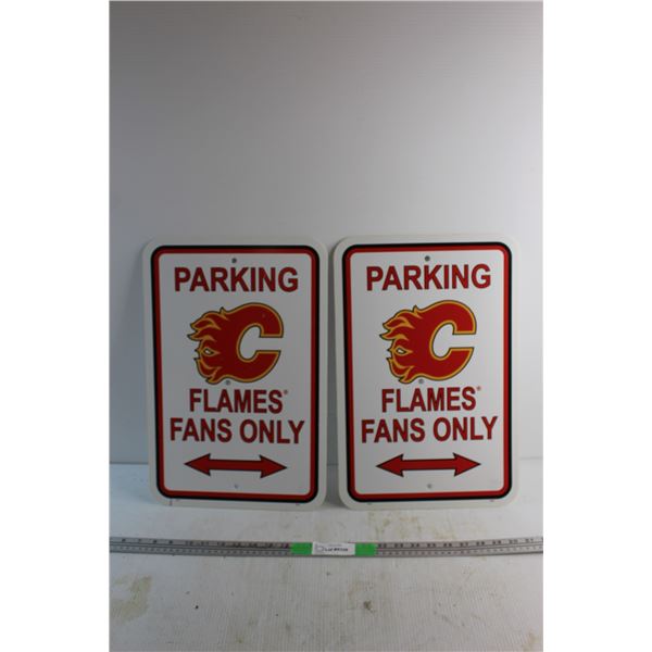 (2) Calgary Flames Fans Only Parking Signs 18'' x 12''