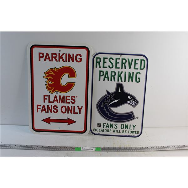 Calgary Flames & Vancouver Canucks Fans Only Parking Signs
