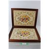Image 1 : (2) Framed Embroidery Art - Both 17" x 24"
