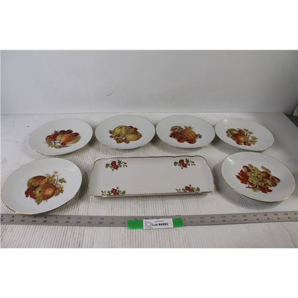 Serving Tray, (6) Decorative Plates