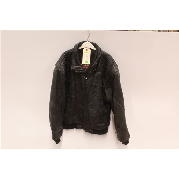 *HJC Snow Gear Leather Jacket (Size Lg - wear showing inside - zipper stiff)