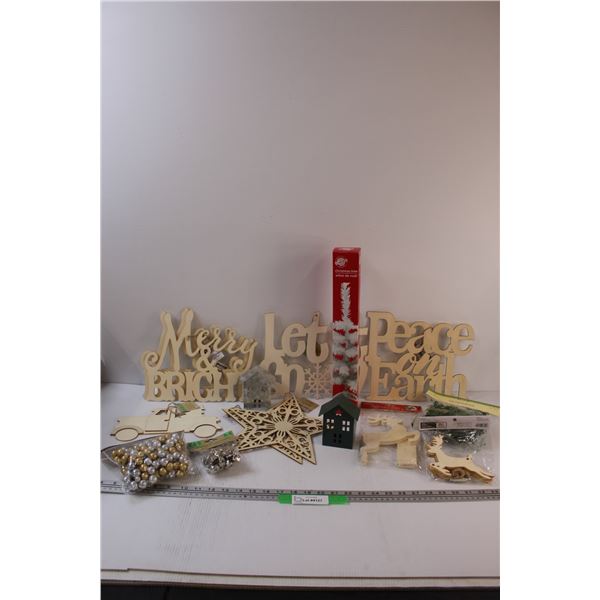 Christmas Lot: Christmas Wood Signs & Decor, Bells, Mini Christmas Trees, DIY Paint Projects