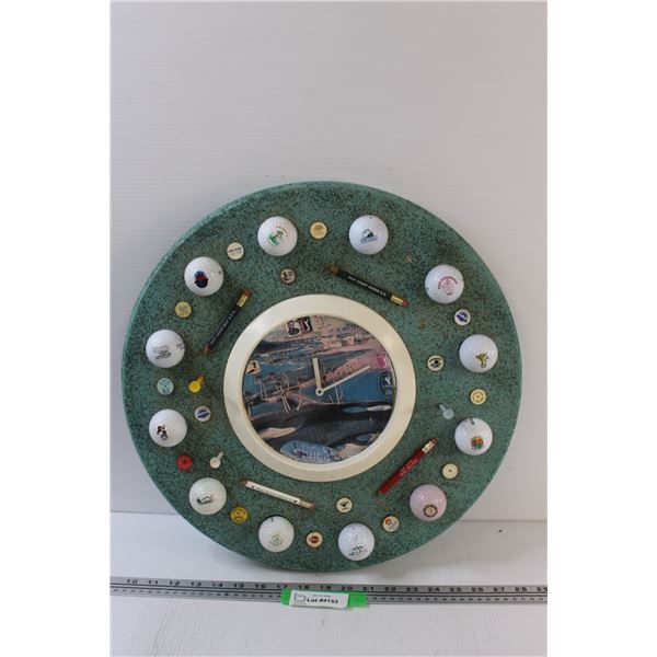 Golf Ball Clock - Battery Powered - 18" , as is