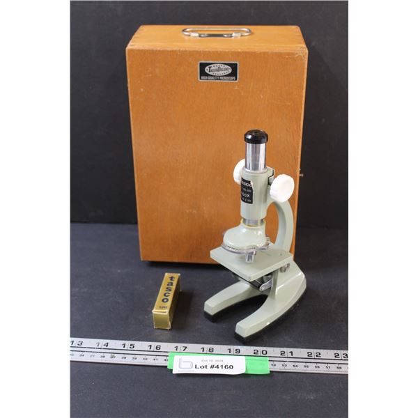 Tasco Deluxe Microscope & Wooden Case, as is