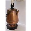Image 4 : Copper Kettle End Table Lamp - Works - Has Some Staining & Wear) - 34" Tall x 19" Wide