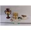 Image 1 : Lot: Angel Decor in Metal Present Box, Ceramic Heart Storage, English Style Vase
