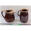Image 1 : (2) Vintage Hull Brand Brown & Cream Pitcher/Vases - 7" Tall