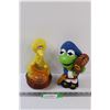 Image 1 : (2) Retro Children's Coin Bank Lot: Big Bird & Kermit the Pirate