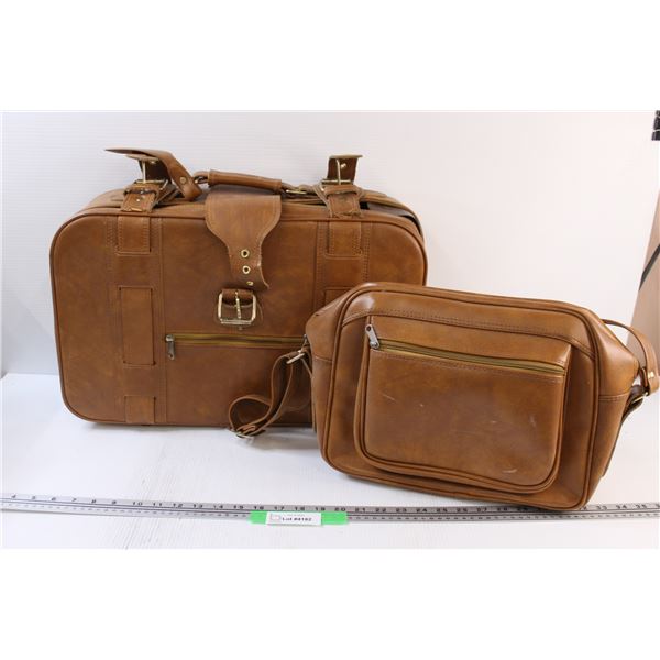 Vintage Luggage Bag & Shoulder Carry-On Bag Set - Some Wear