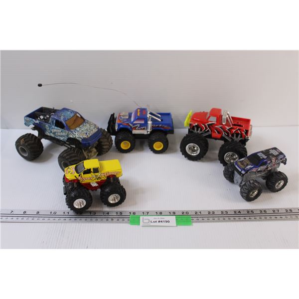 (5) Monster Truck Toys - Some Wear, as is