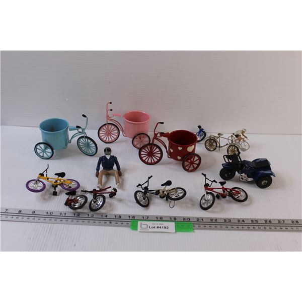(10) Toy Bicycles & Planters - as is