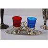 Image 3 : (5) Salt & Pepper Shaker Sets: Plated Silver, Red/Blue "Sleeping Buffalo Set"