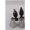 Image 2 : (5) Salt & Pepper Shaker Sets: Plated Silver, Clear Glass