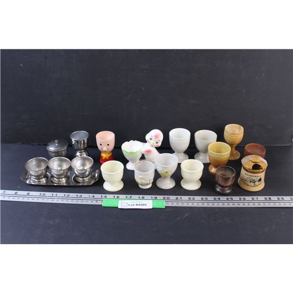 (16) Boiled Egg Holders & Salt Dishes - Assorted Medias
