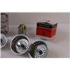 Image 2 : Lot: Lockset Handle Set - as is, (4) Kitchen Drain Stoppers, Kiddie Smoke Alarm, Handles, Misc.
