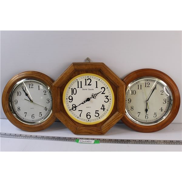 (3) Clocks - Battery Operated - as is
