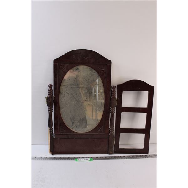 Mirror & Picture Frame - Damaged, as Pictured, as is - 23" x 22"