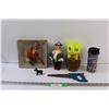 Image 1 : Lot: Pirate Decanter, Piggy Bank, Pirate 3-D Picture Frame, Coffee Mug, Mini Children's Toy Saw, Mis