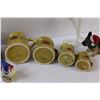 Image 4 : Lot: Vintage Fruit Measuring Cups Set - as is, (2) Bird Figurines, Bear Beer Cap Holder, Misc.