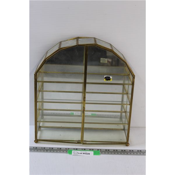 Glass & Mirror Display Cabinet - (Right Hand Door Glass is Loose and Needs Repair, Also Missing Leg)